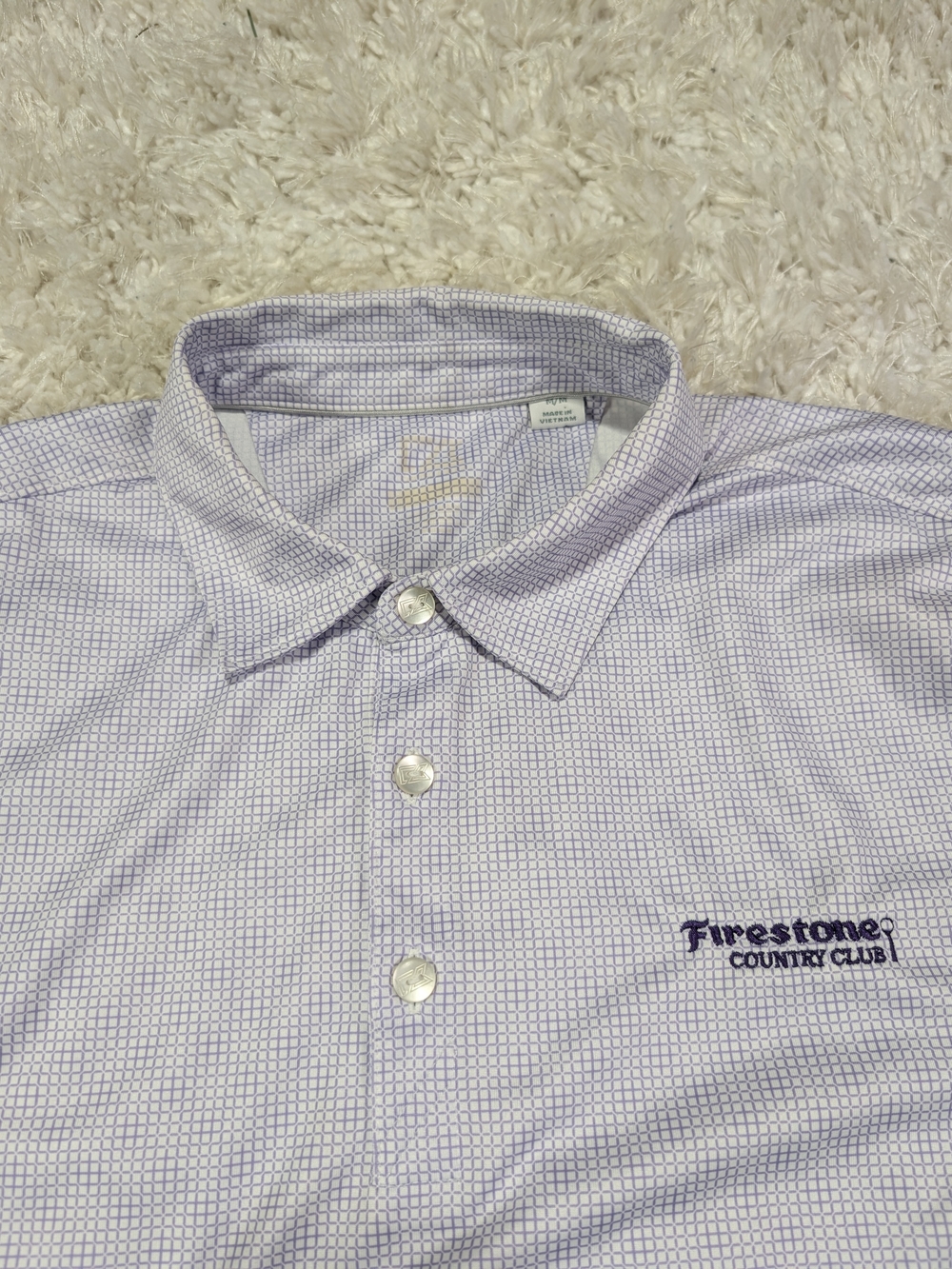 Cutter & Buck Lavender Grid-Print Polo - Firestone Country Club